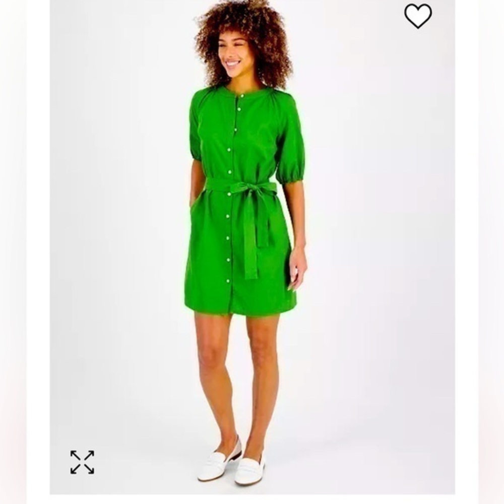 NWT Nautica Jeans
Women's Linen-Blend green Puff-Sleeve Shirtdress size medium.